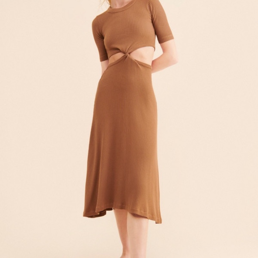Citizens Of Humanity Brown Wrap Tie Front Midi Dress